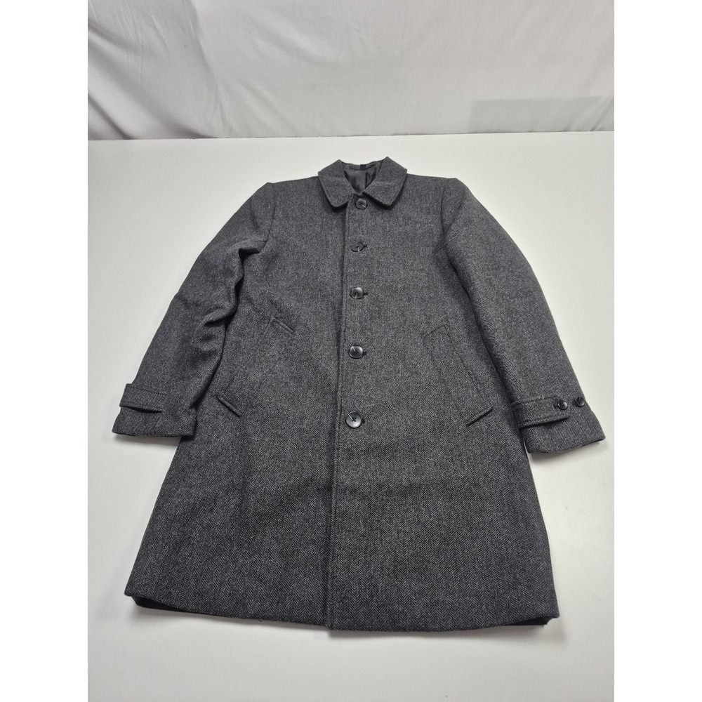J.Crew Thompson OverCoat Mens 34 Gray Herringbone Tweed Overcoat Classic Lined